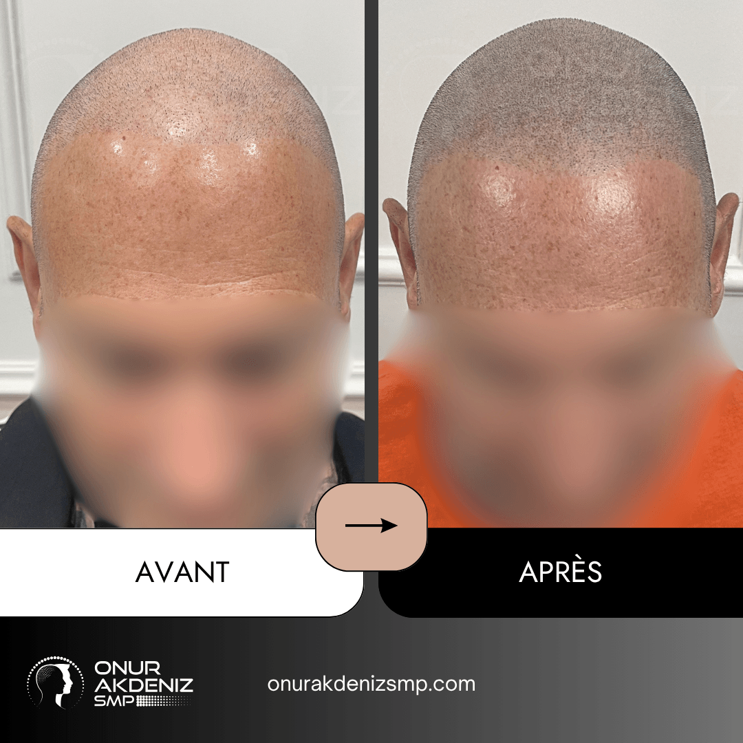 Avant et apres la micropigmentation du cuir chevelu pour un look rase – Onur Akdeniz Istanbul Turquie 110