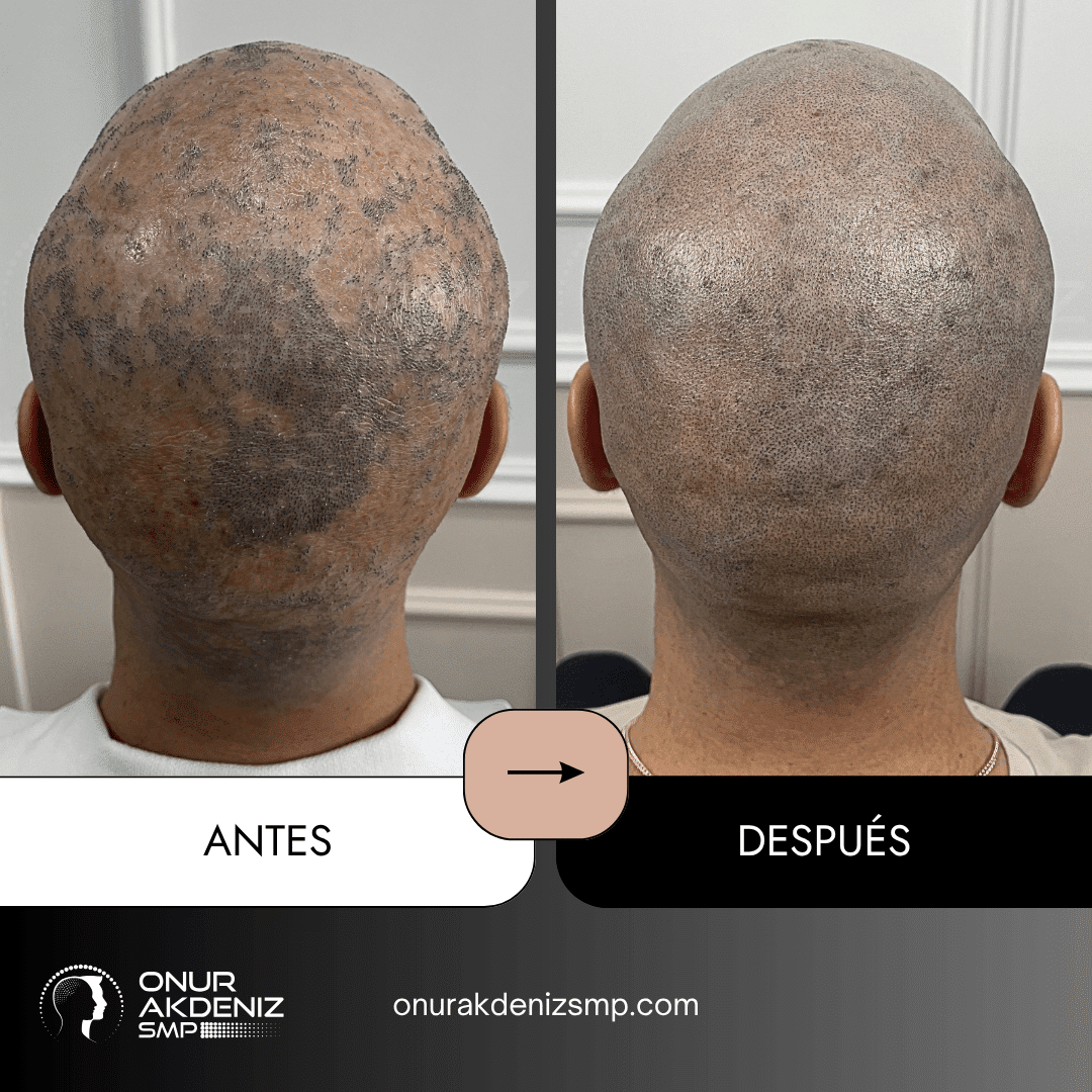 Antes y despues de la micropigmentacion capilar para pacientes con liquen plano con Onur Akdeniz SMP en Estambul 7