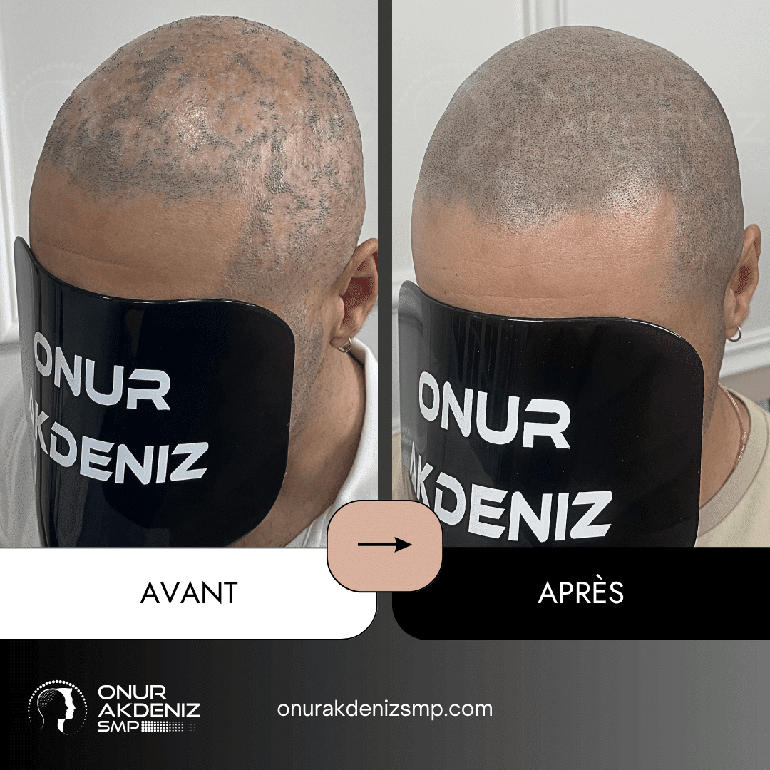 Avant apres de micropigmentation capillaire pour les patients atteints de lichen plan avec Onur Akdeniz SMP a Istanbul 4
