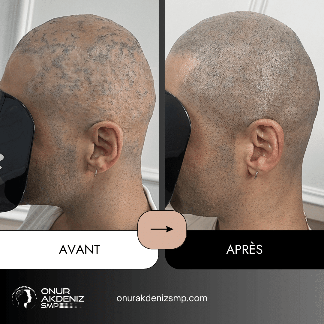 Avant apres de micropigmentation capillaire pour les patients atteints de lichen plan avec Onur Akdeniz SMP a Istanbul 6