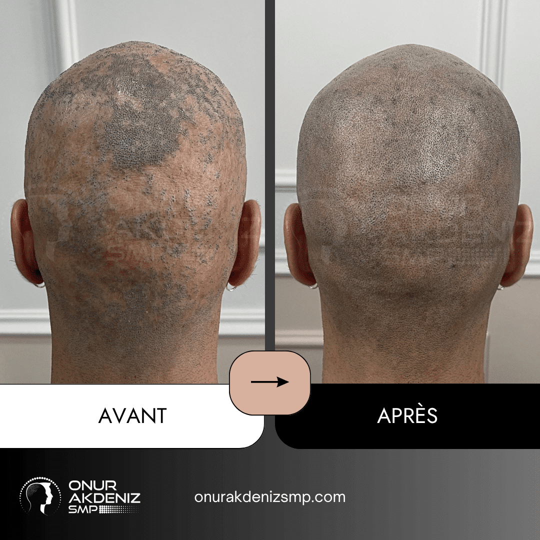 Avant apres de micropigmentation capillaire pour les patients atteints de lichen plan avec Onur Akdeniz SMP a Istanbul 8