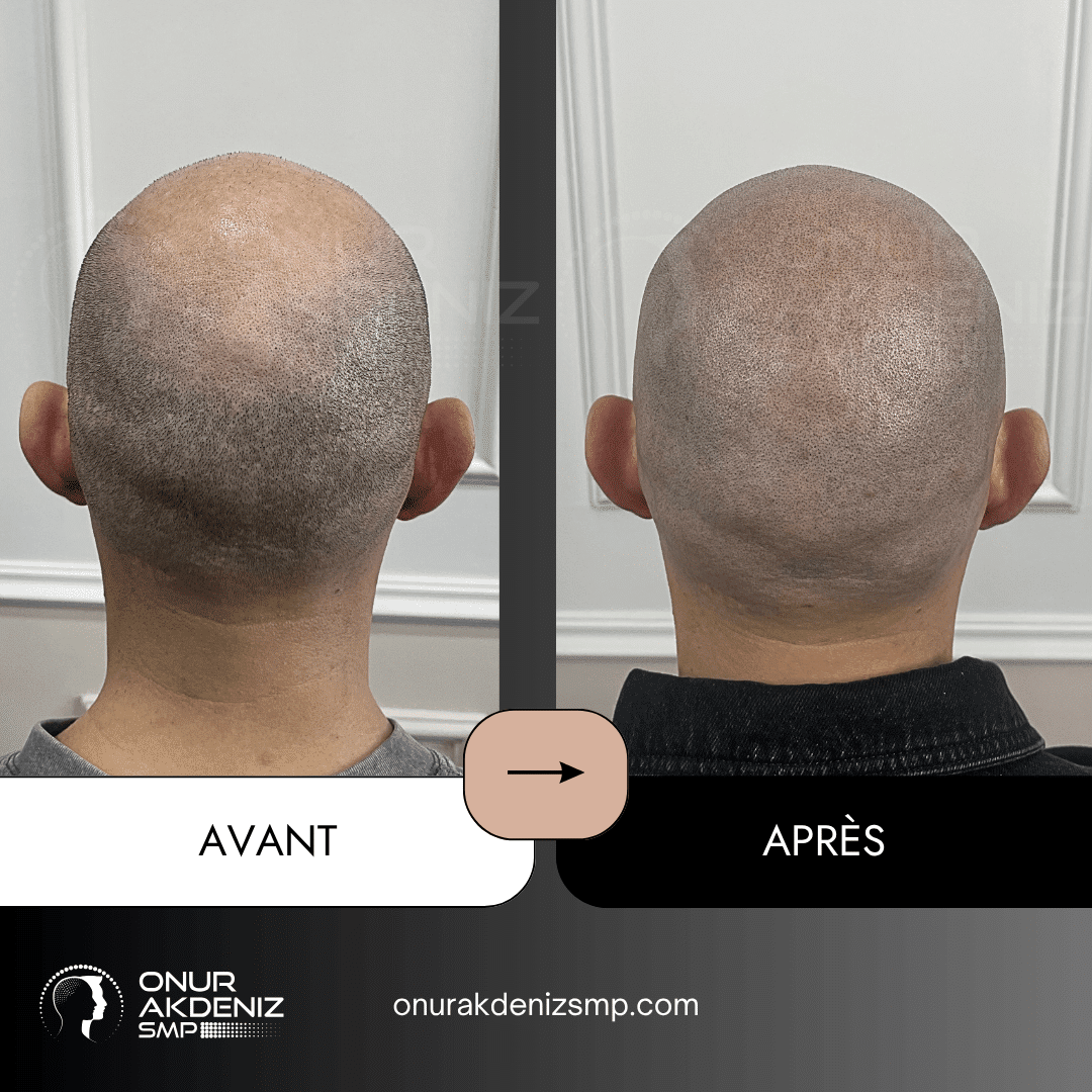 Avant et apres la micropigmentation du cuir chevelu pour un look rase – Onur Akdeniz Istanbul Turquie 143